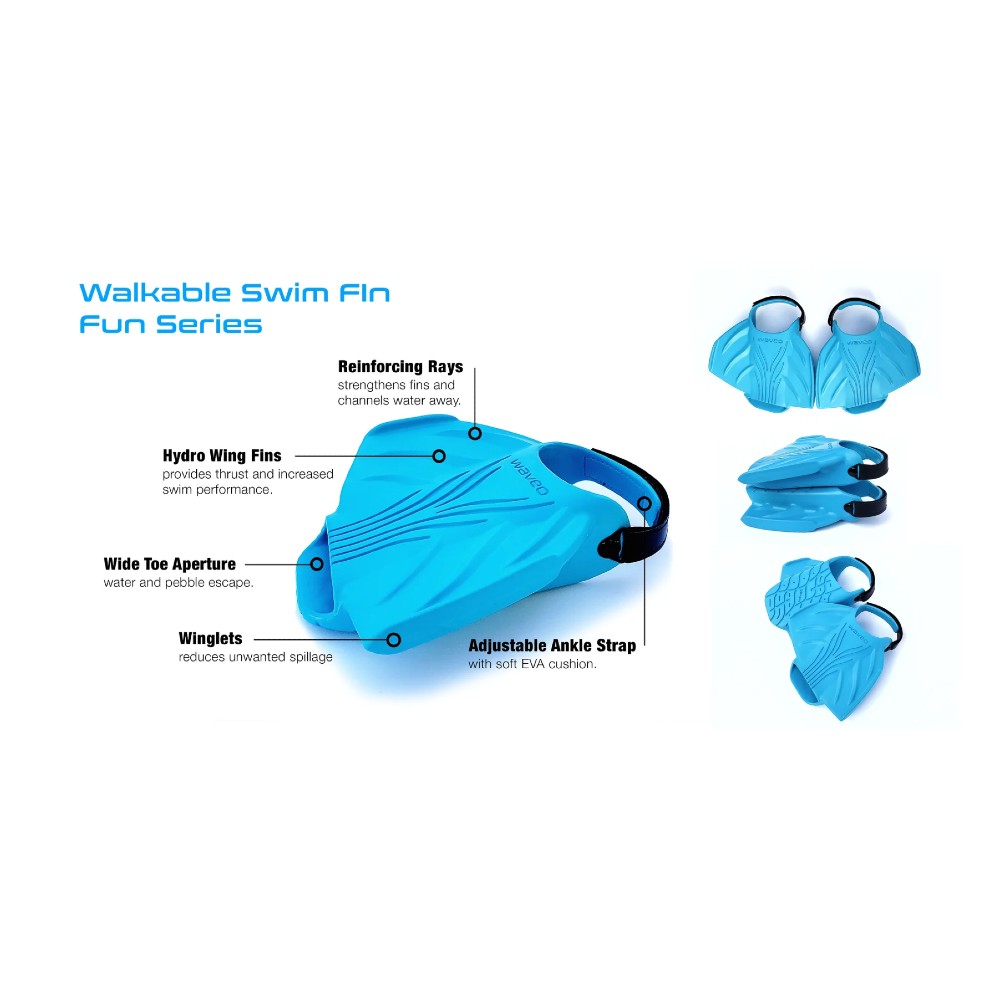 WAVEO Swim Fins FLV1 Βατραχοπέδιλα Ρυθμιζόμενα - Μπλε - Image 2