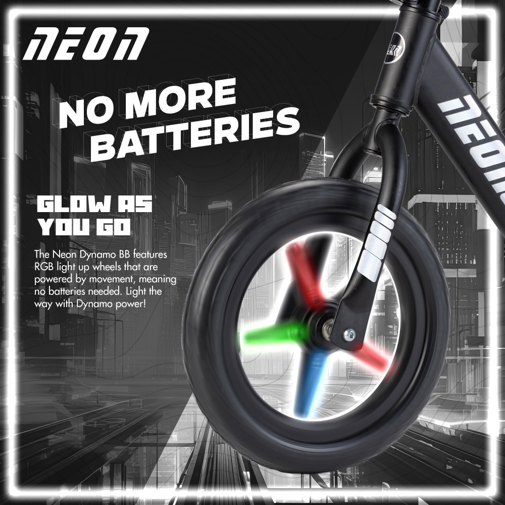 YVOLUTION Neon Ποδήλατο Ισορροπίας με LED Ρόδες 12" - Μαύρο - Image 5
