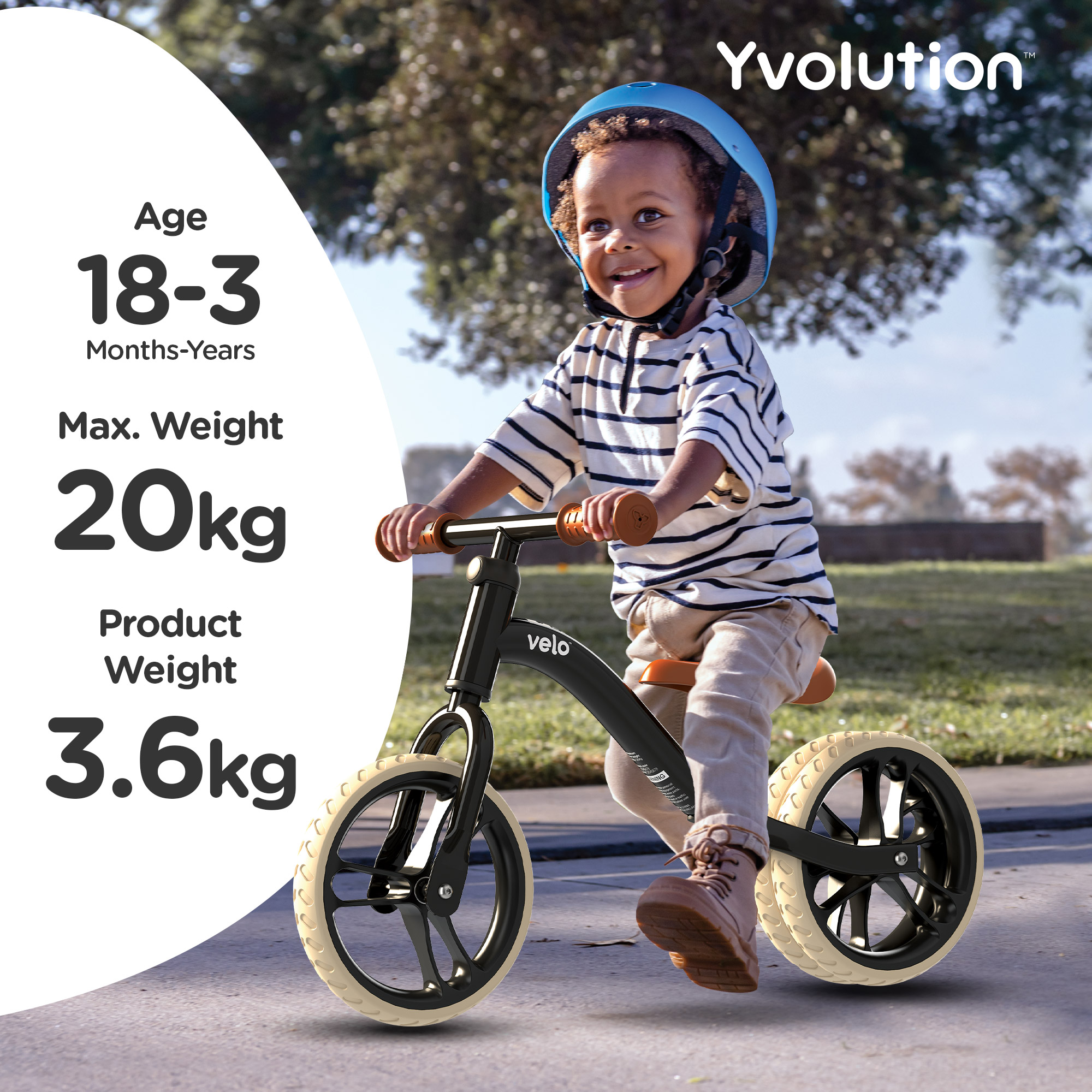 YVOLUTION Velo Junior Air 2021 Ποδήλατο Ισορροπίας - Μαύρο - Image 6