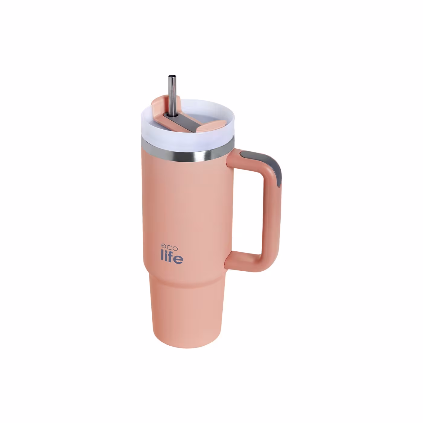 Ecolife - Stainless Steel Thermos Cup with Straw 900ml Flamingo Pink - Image 3
