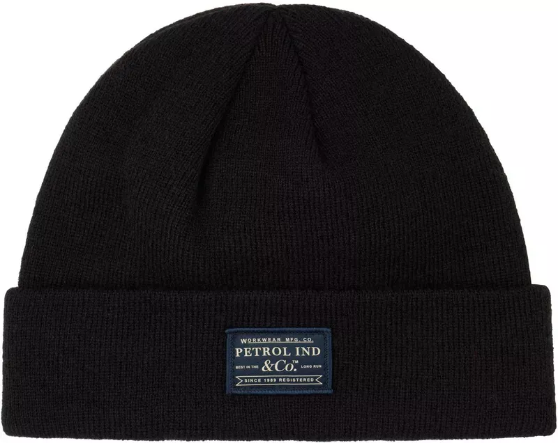 Petrol - Geribde Beanie Met Patch Irontrail