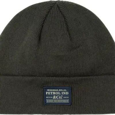 Petrol - Geribde Beanie Met Patch Irontrail