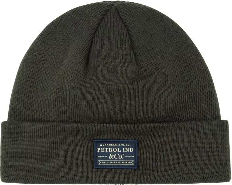 Petrol - Geribde Beanie Met Patch Irontrail